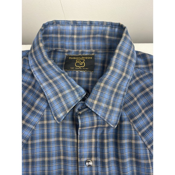 Dickson Jenkins Pearl Snap Shirt Mens Large Blue Plaid Long Sleeve Western Texas - Picture 6 of 12